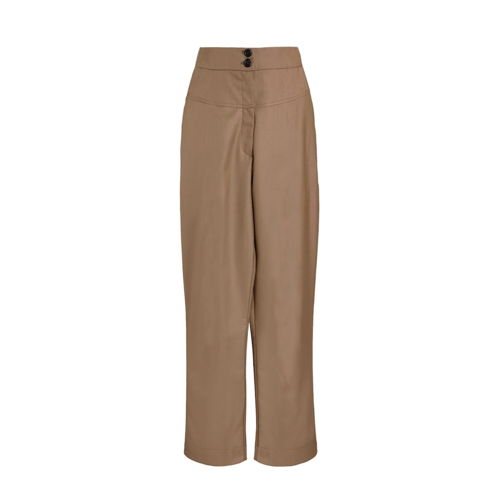Secret Mission Athena Elegant Tan High-Waisted Brown Women's Pants Small